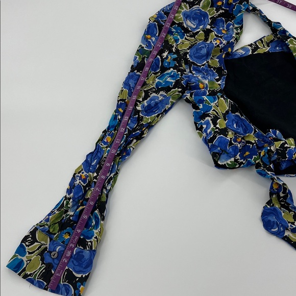 Zara Blue Floral Print Asymmetric Top Size M - Picture 7 of 8